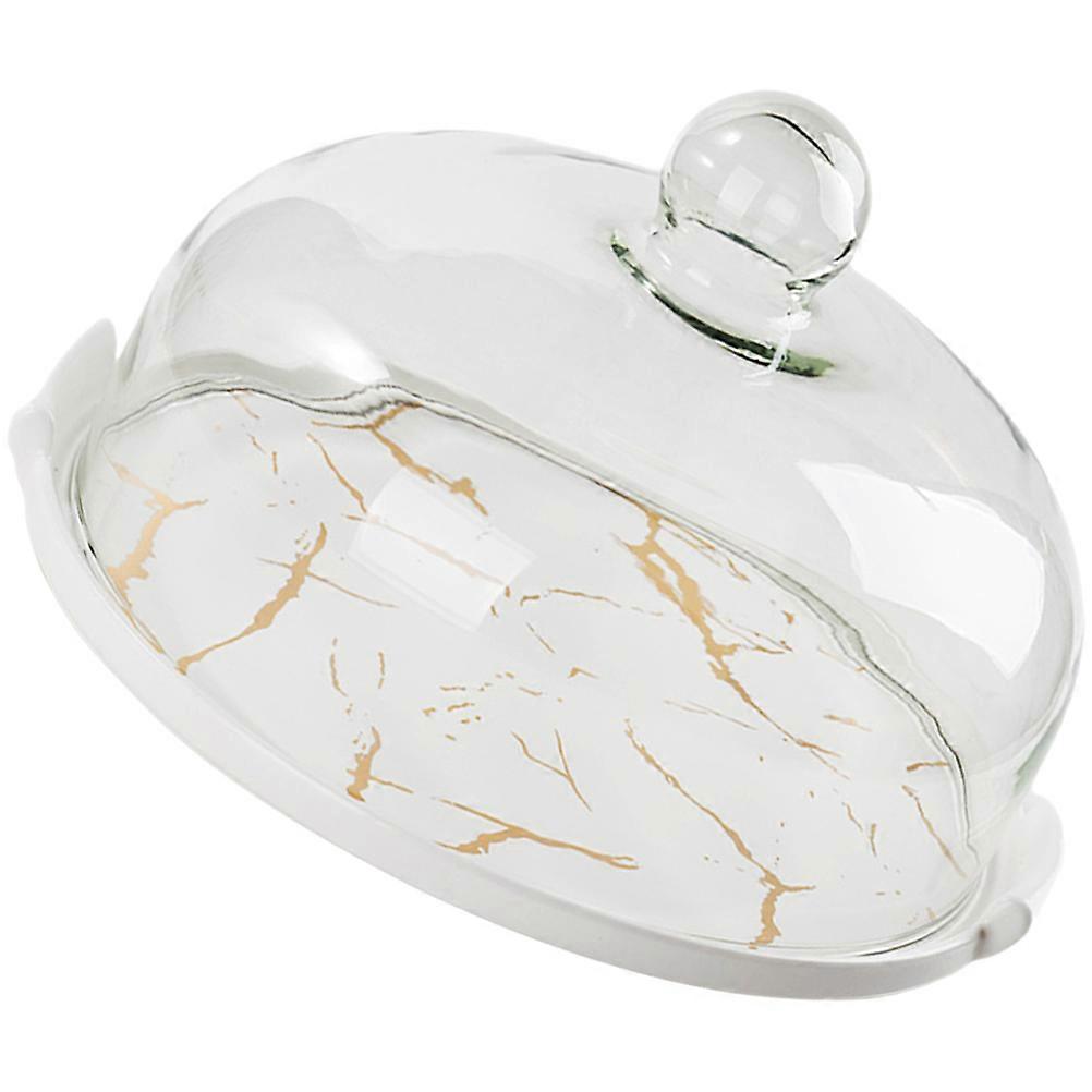 Marbled Cake Plate Ceramic with Cover for Restaurant Serving