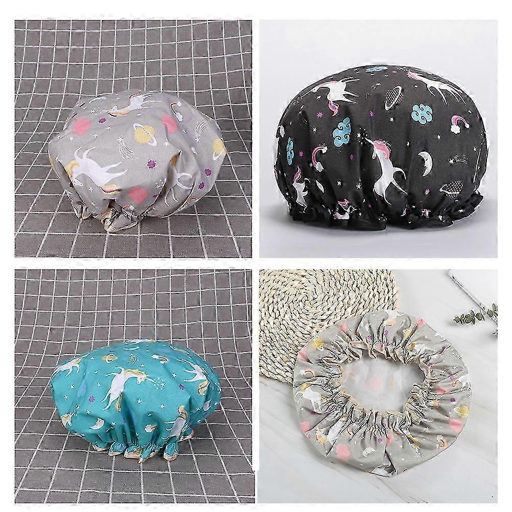 Black Shower Cap Round Shape Peva Material Makeup Use General Users 3Pcs