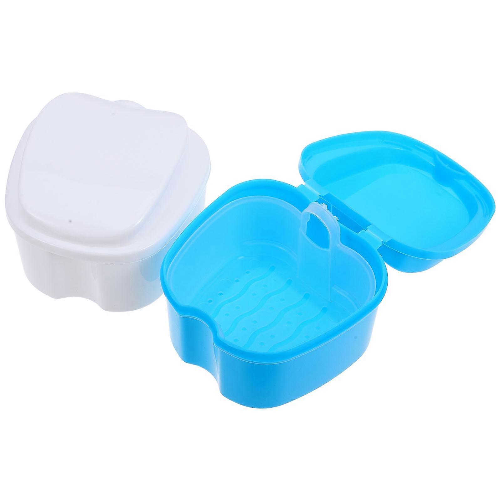 2Pcs Safe Denture Storage Box Portable Artificial Tooth Storage Case Container