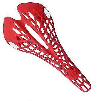Lightweight Mountain Bike Saddle Breathable Spider Web Design Comfortable Seat Cushion Durable Red Plastic Ideal for Cycling 1 Piec