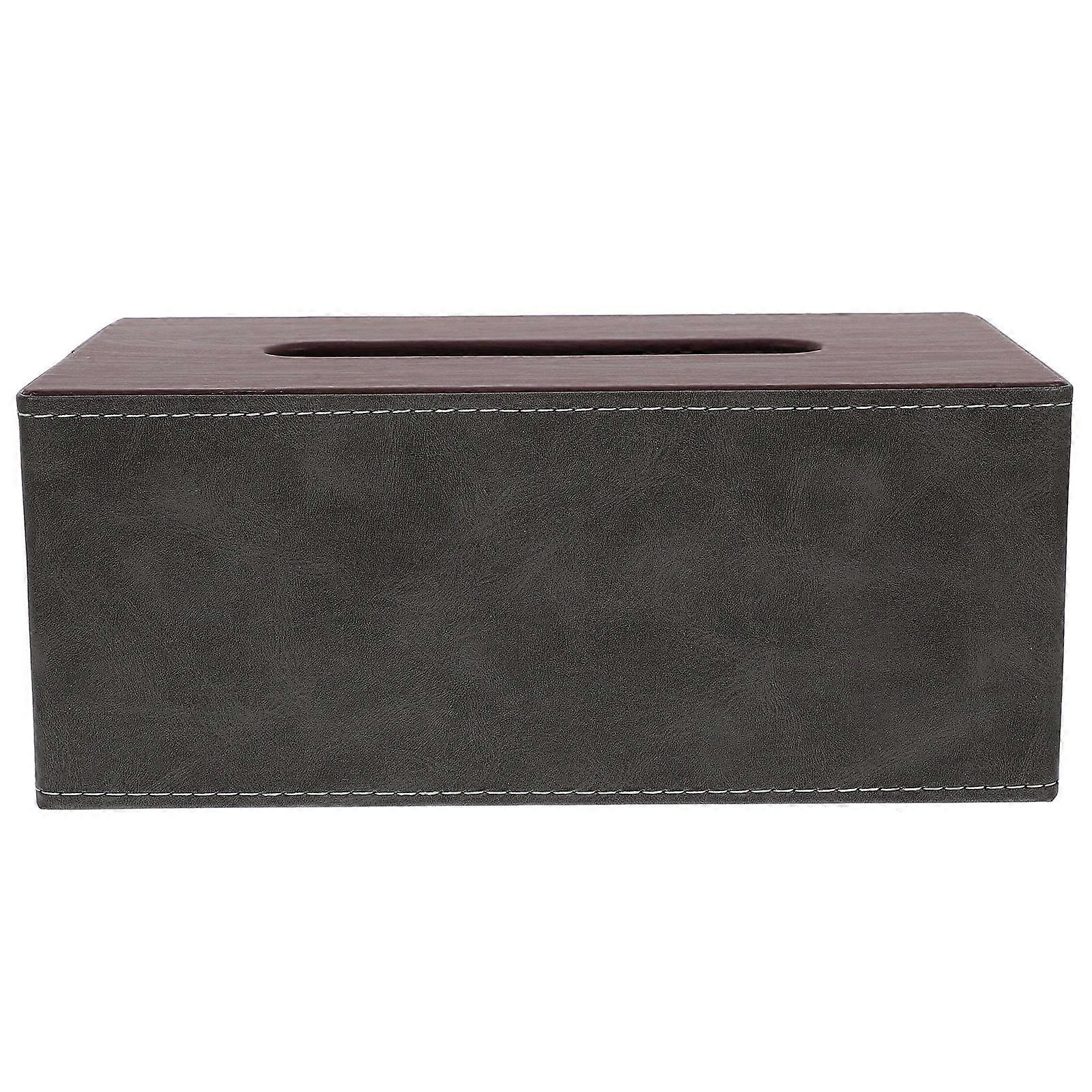 PU Black Tissue Box Holder for Home Use Rectangular Napkin Case
