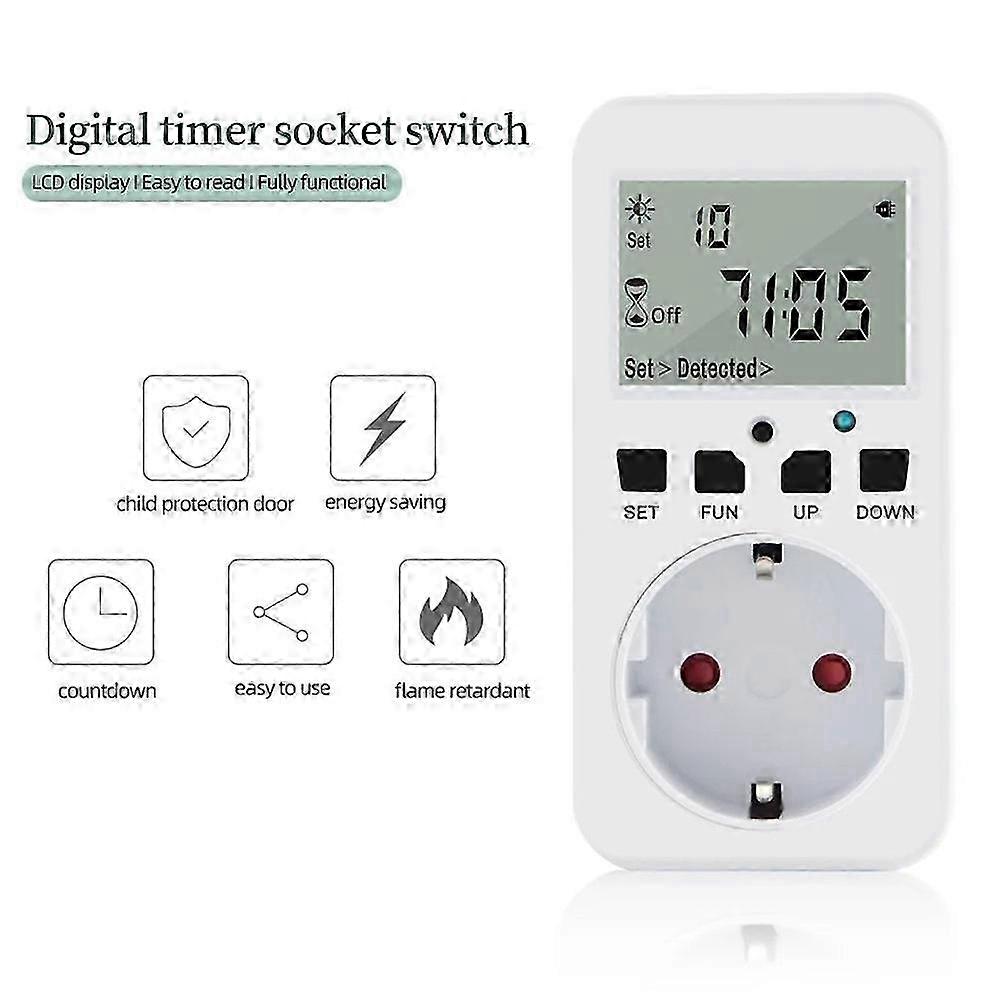 Multifunctional Digital Light Controlled Timer Socket Cycle Programmable Digital Timer Outlet Switch-EU Plug