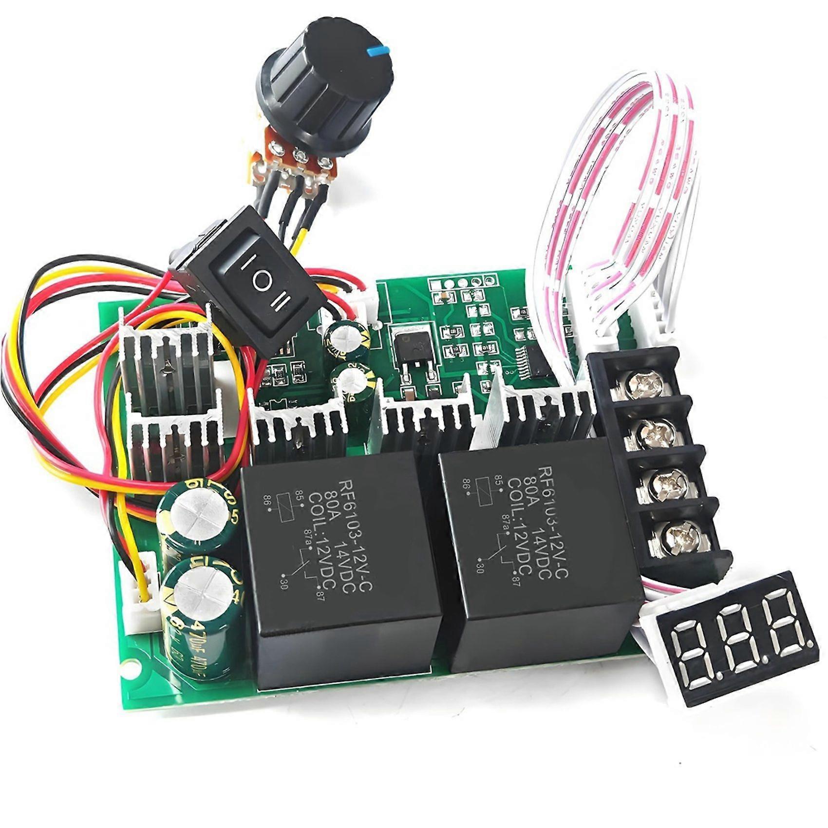 2X PWM DC Motor Speed Controller 12V-48V/40A, Forward-Reverse Switch, LED Display & Adjustable Potentiometer