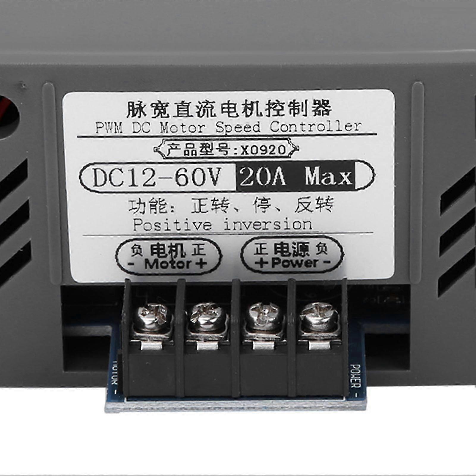 DC12-60V 20A Brushed DC Motor Speed Controller, Forward/Reverse Rotation Adjustable Electric Motor Speed Regulator