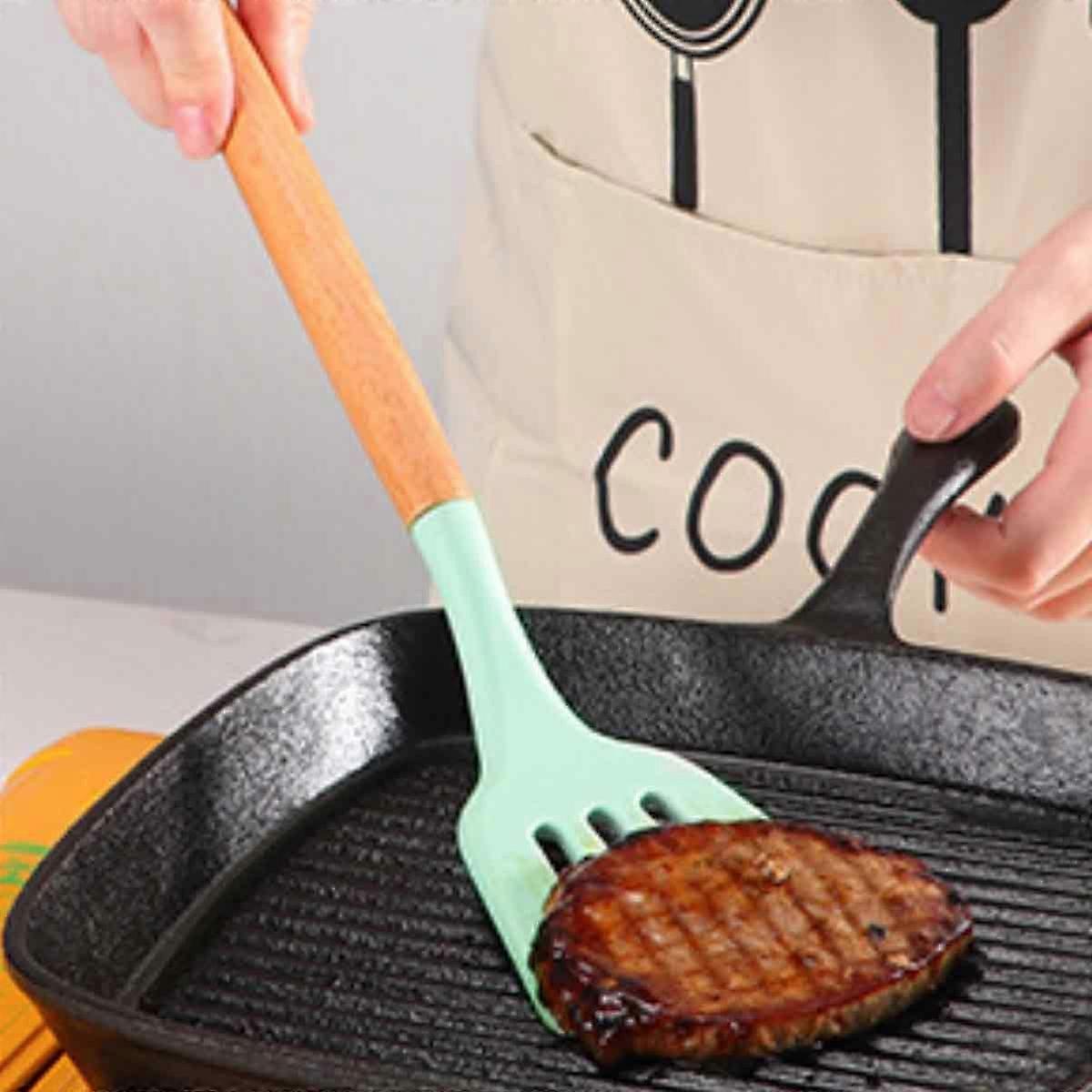 Durable Slotted Silicone Spatula for Nonstick Cookware