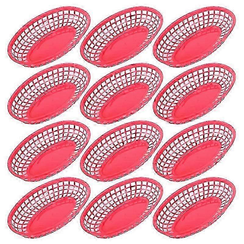12-Piece Plastic Bread/Snack Plate Set with Storage Baskets