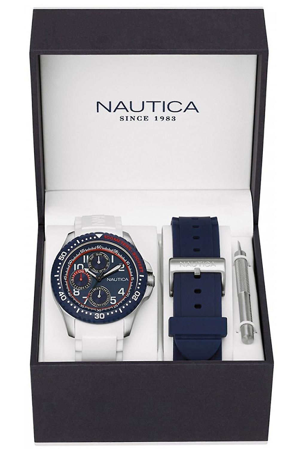 Nautica nsr 200 box set Quartz Analog Women's Watch with NAD14533G Rubber Bracelet