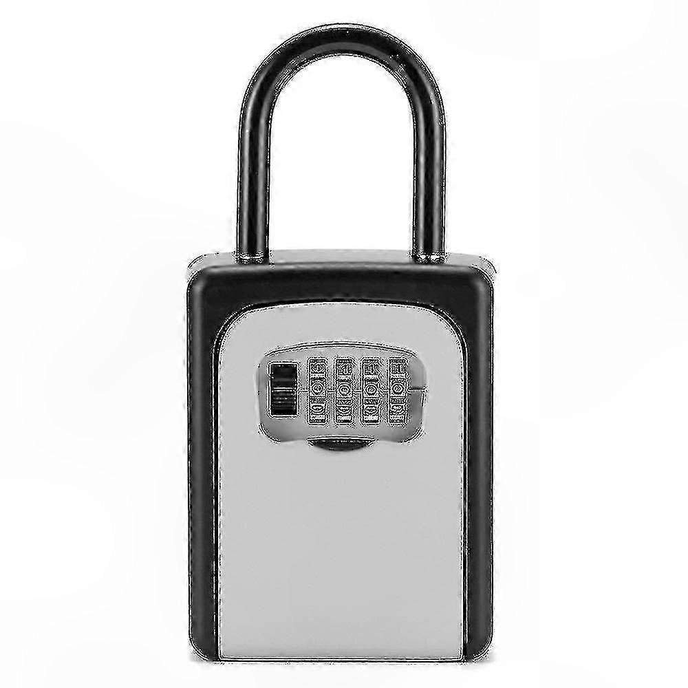 Wall-Mounted Key Storage Box with 4-Digit Combination Lock, Black/Grey