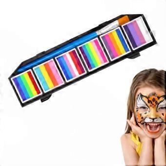 Safe Non-Toxic Water-Based Neon Rainbow Face & Body Paint Split Palette for Kids & Adults, Halloween, Christmas & Cosplay (A)