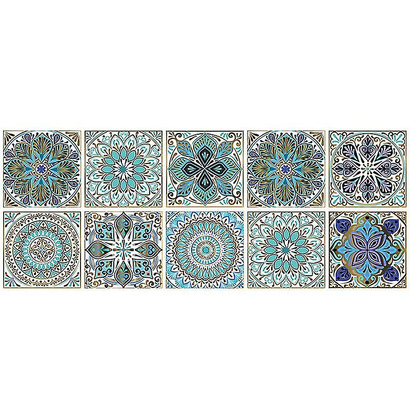 15X15cm Wallpaper 10 Pcs Waterproof Tile Sticker Flower Pattern Stickers Kitchen Decor St