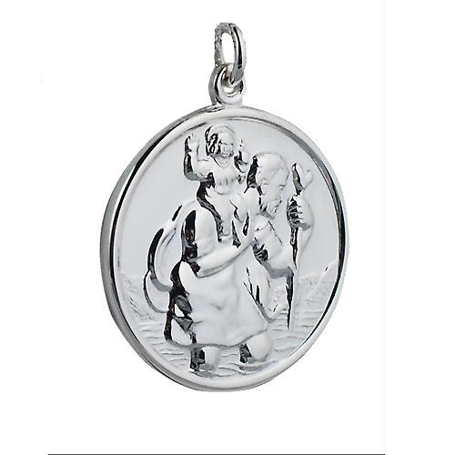 Silver 30mm round St Christopher Pendant