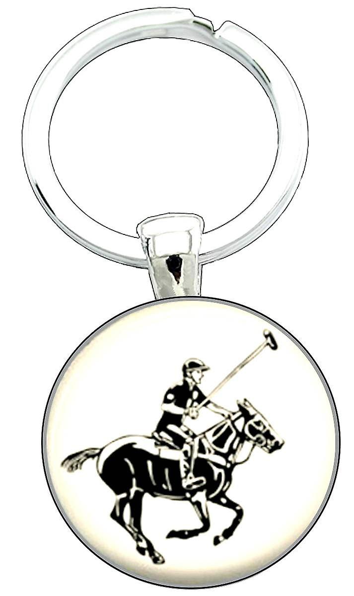 Bassin and Brown Polo Player Key Ring - White/Black