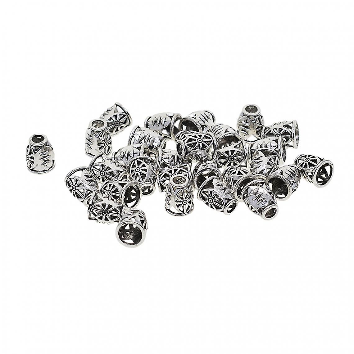 30x Silver Filigree Evil Eye Tassel End Caps - Diy Accessory