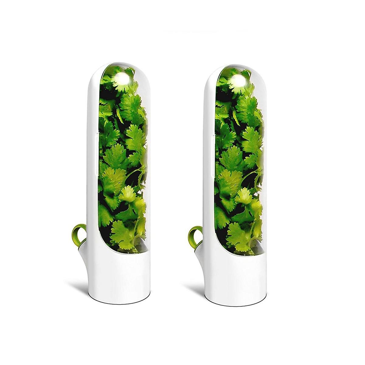 2PCS Capsule Case -Keeping Box Cup Type Food Storage Container Vegetable Preservation for Dill Cori