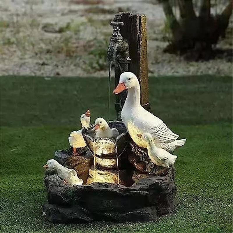 Lawn Garden Statue Water Sculptures Decoration Animal Water Fountains With Light