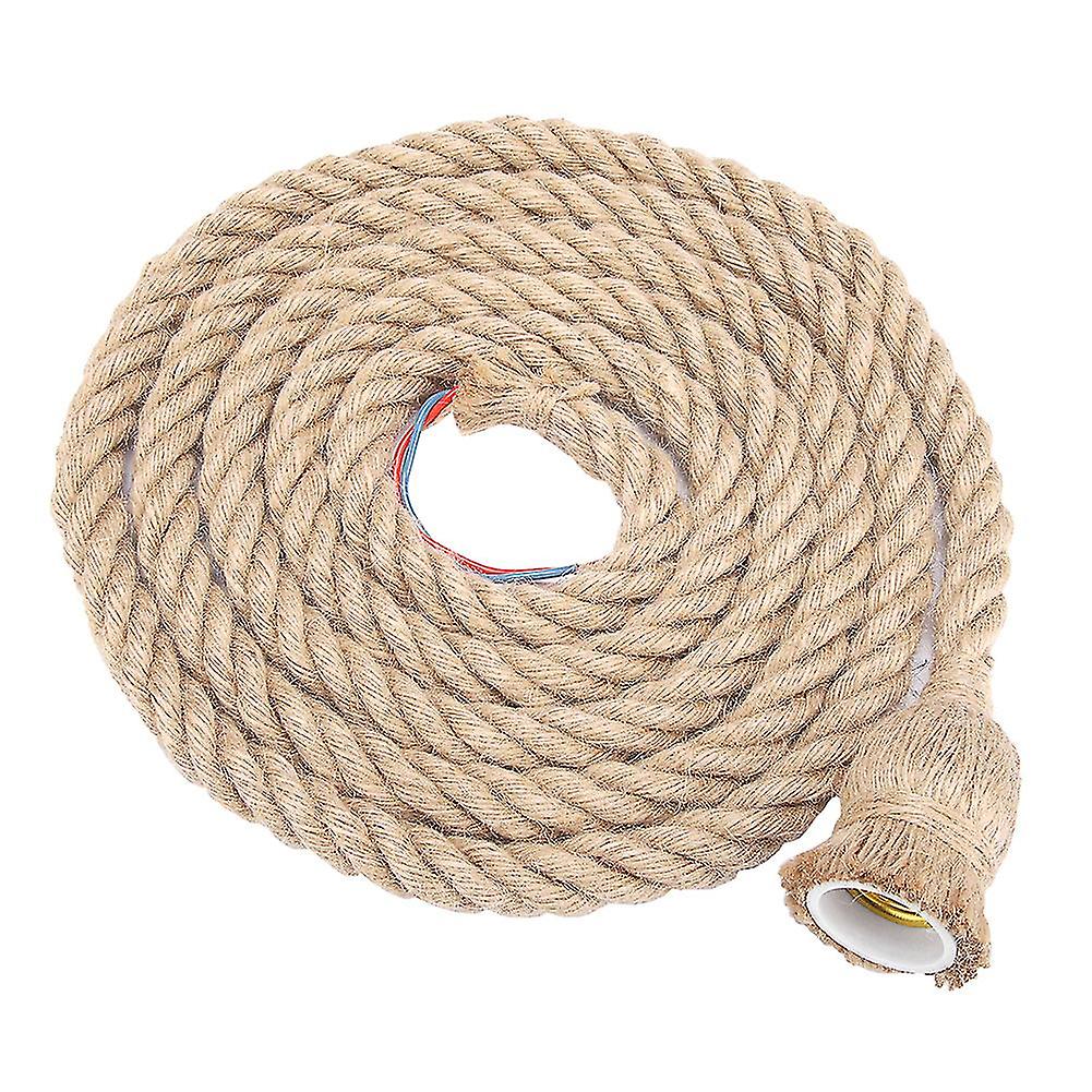 Vintage Hemp Rope Pendant Light, 1.5m E27 Base, for Retro Lamp, Ceiling Pendant (1 Head)