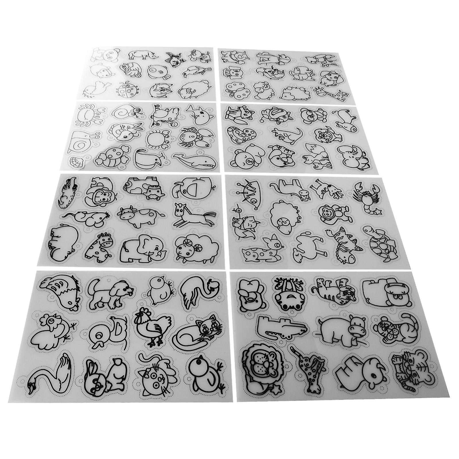 8pcs Heat Shrink Sheets Animal Pattern BOPS Plastic for DIY Crafts