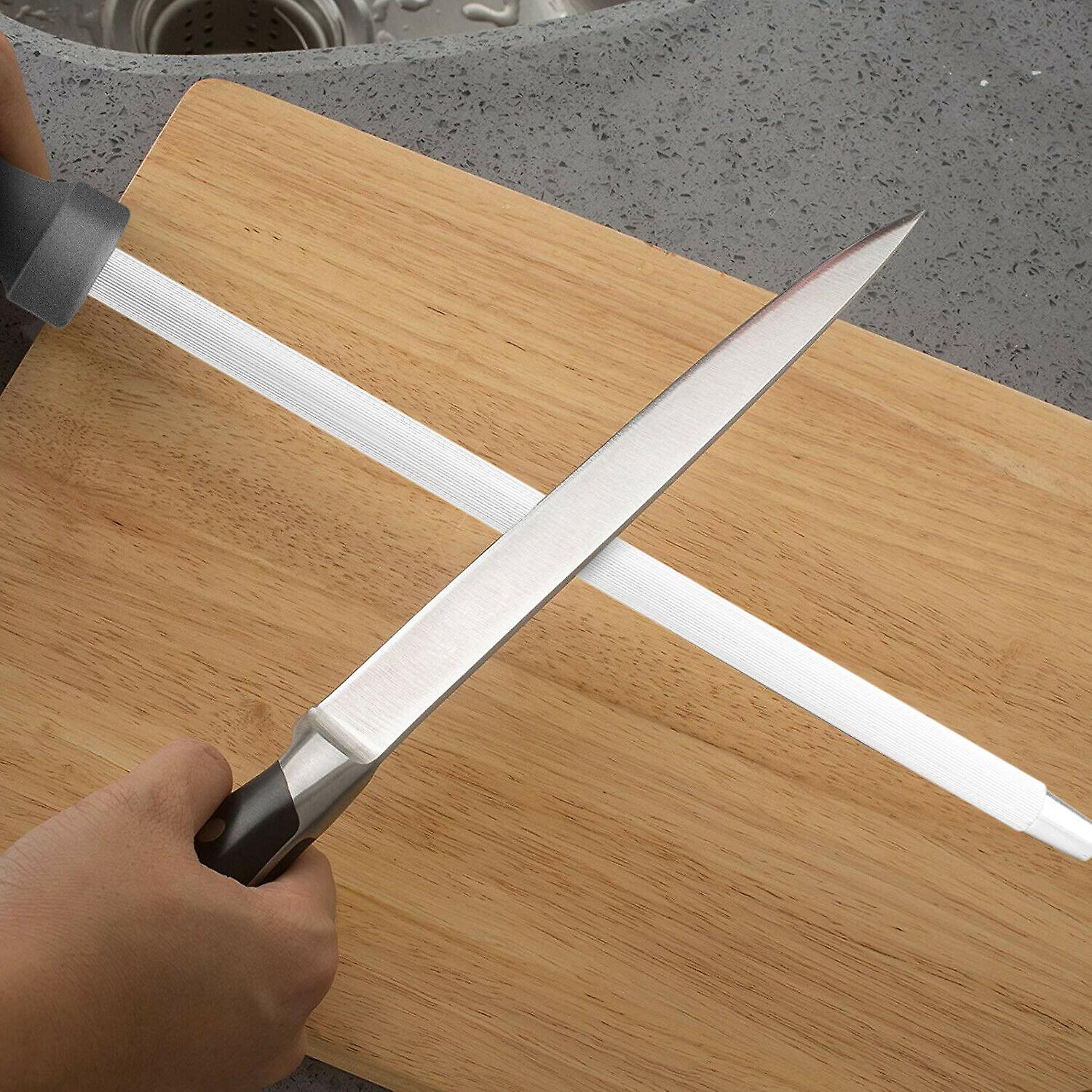 12'' Sharpening Rod Knife Sharpener Steel Rod Professional Kitchen Tool Diamond