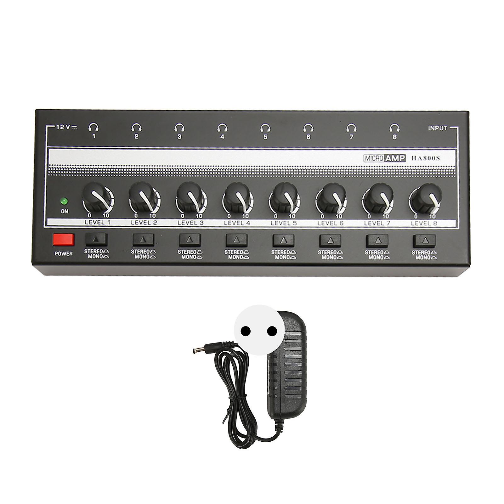 Professional 8-Channel Stereo Headphone Amplifier with Low Noise and High Power Output