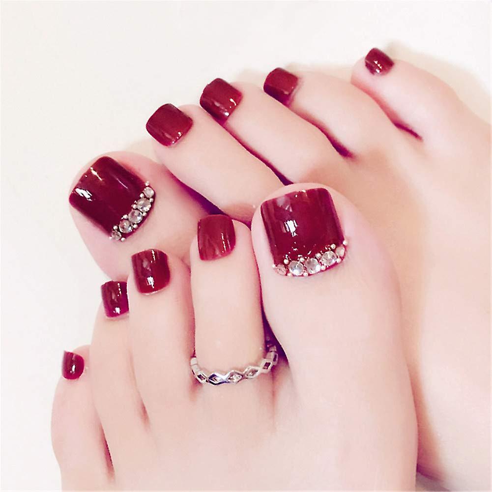 24Pcs/Set Flower Pattern Rhinestone Artificial Fake Nails Tips Nail Art Decoration Basic Model 1#