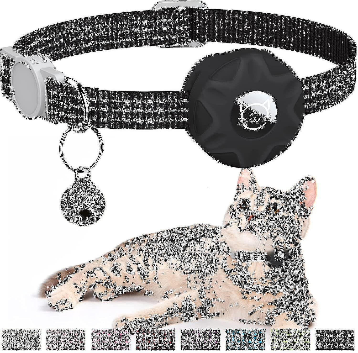 Airtag القط طوق ، عاكس هريرة طوق الانفصال مع Airtag حامل الجرس لفتاة صبي القطط الجراء [شحن مجاني]