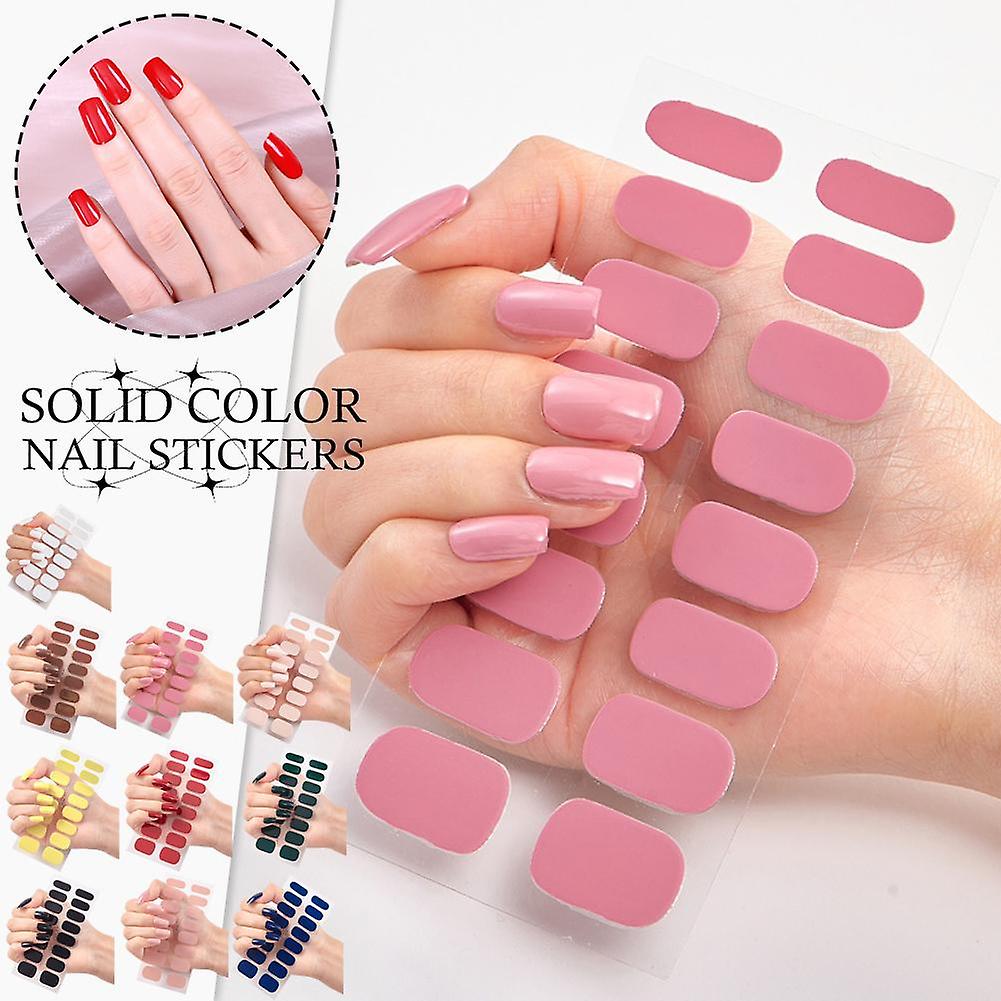 CS009(I)$Pure color nail stickers nail polish film stickers can be torn off summer nail stickers color nail stickers full stickers 16pcs
