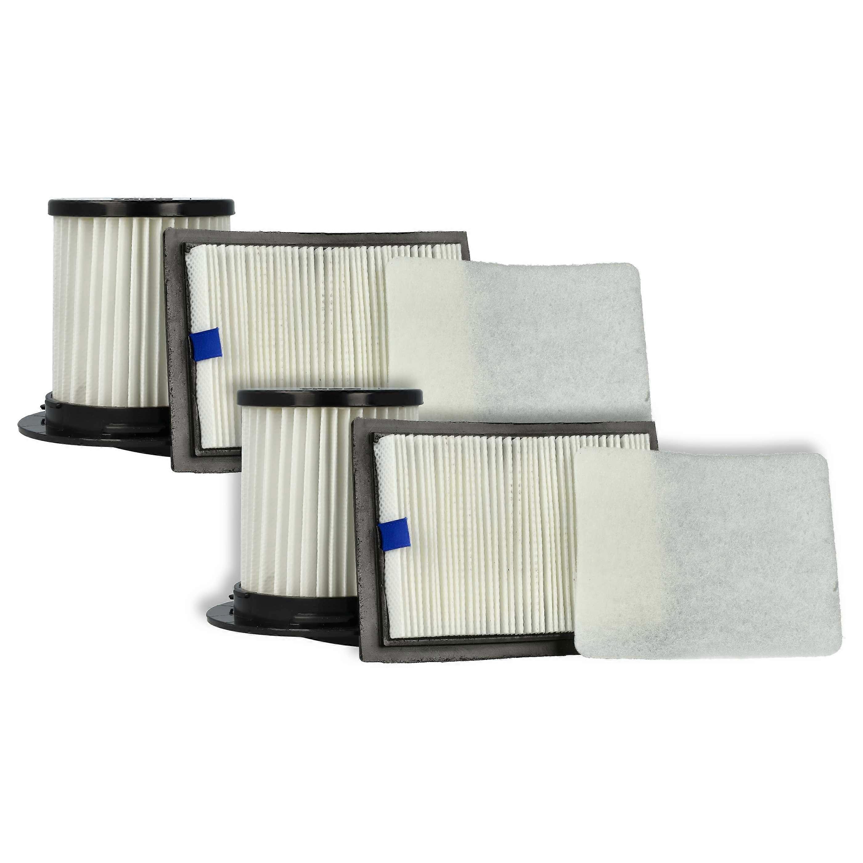 vhbw 2x Abluft-Filter, 2x Vormotor-Filter, 2x Lamellen-Zentralfilter kompatibel mit Dirt Devil Centrino X3.1, M2012, M2012-3, M2012-4 Staubsauger