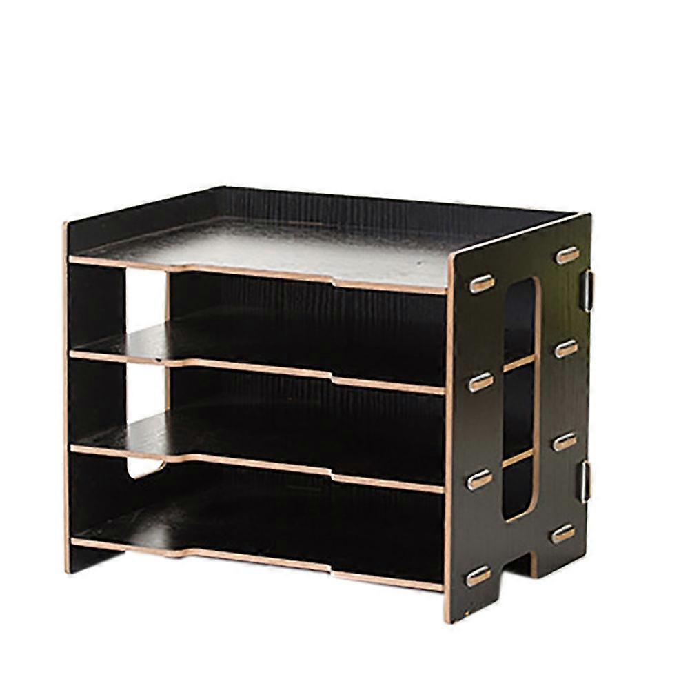 Modern Bedside Office Display Rack Magazine File Organizer Desktop Document Sorter(black)