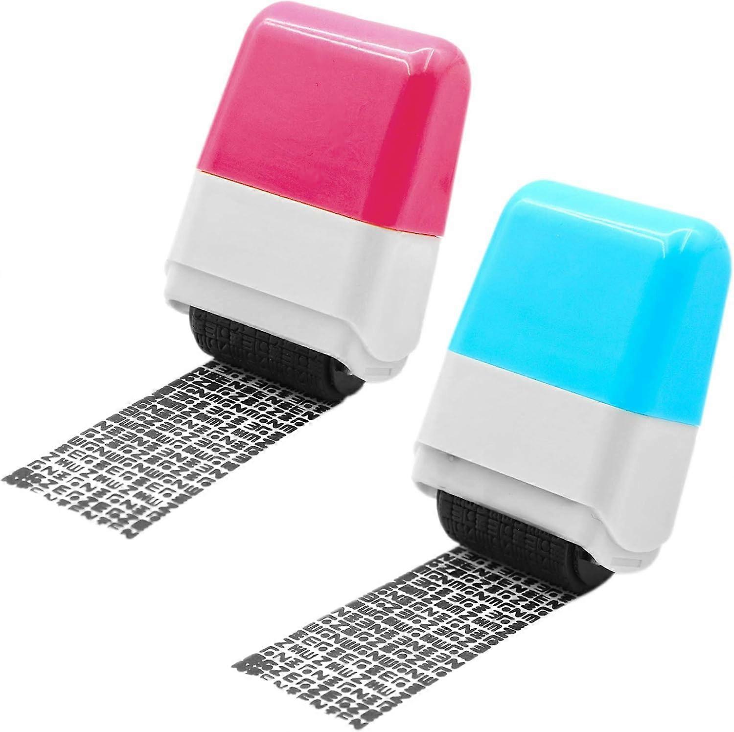 Identity Protection Roller Stamps,Identity Theft Protection Stamp for ID Blockout - Privacy Confidential and Address Blocker(Pink and Blue-2 Pcs)