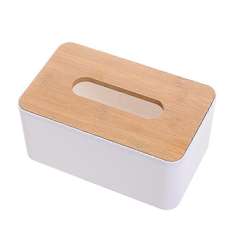 Modern Tissue Box Napkin Box Tissue Holder with Natural Bamboo Cover Rectangular