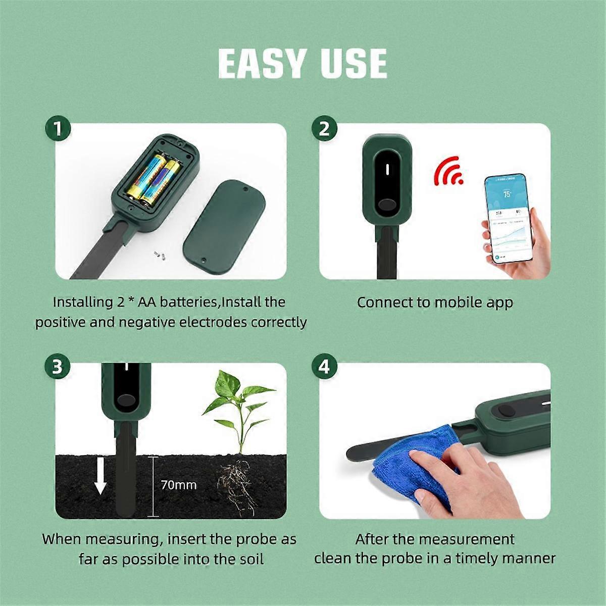 Zigbee Smart Soil Moisture Meter Tuya App Control Soil Tester Temperature Humidity Sensor with Gate