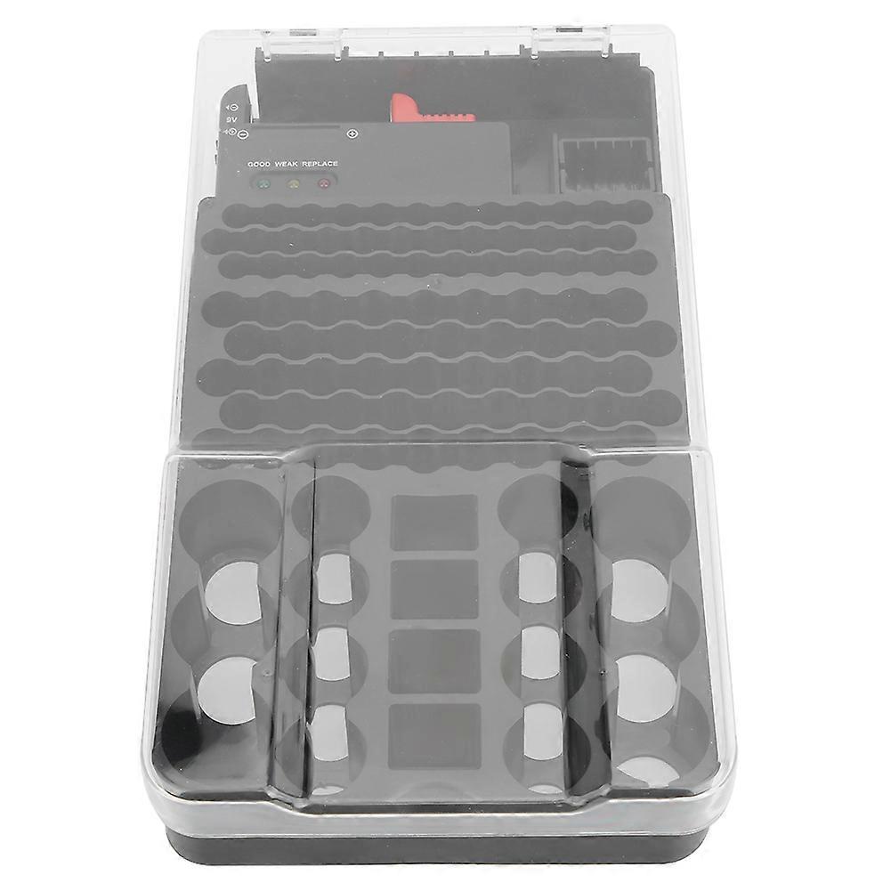 Multi Functional 104 Grids 3 Lights Battery Storage Case Organizer Container Box with Battery Tester