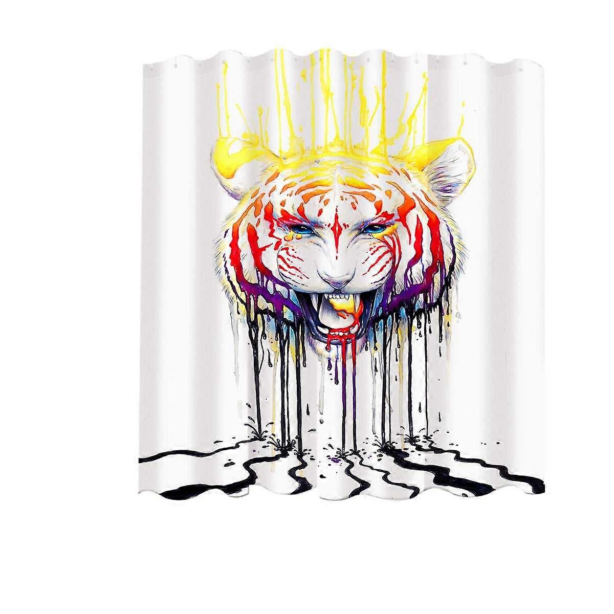 Wildlife Painting Fading Colorful Tiger Shower Curtain