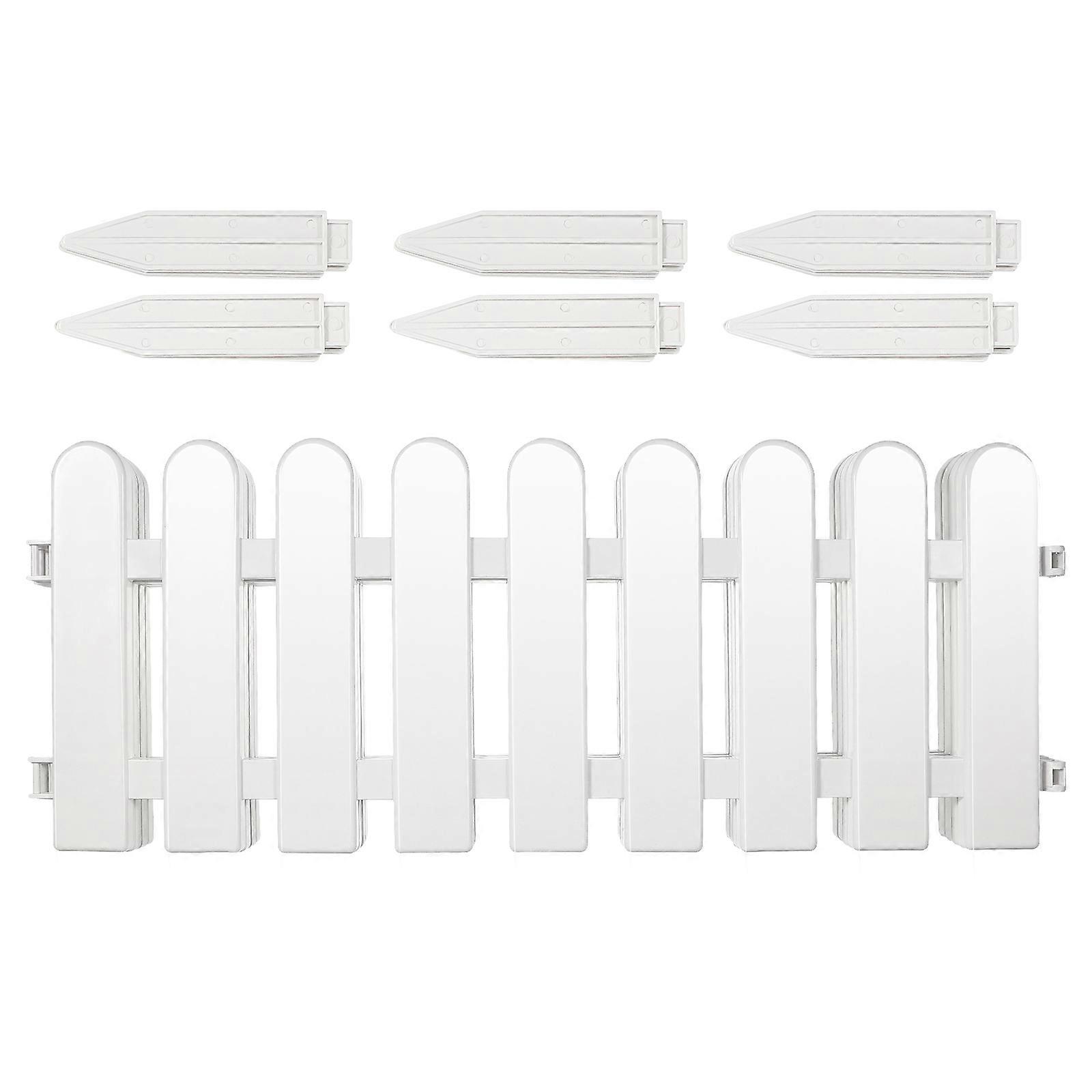 Scicalife 4 Sets Plastic Picket Fences Garden Courtyard Decorative Fences Garden Border Fences (White)