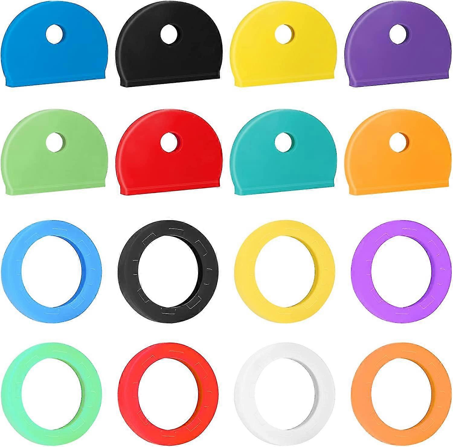 32  Pack Key Caps Covers Tags Set Plastic Key Identifier Coding Rings, 2 Styles