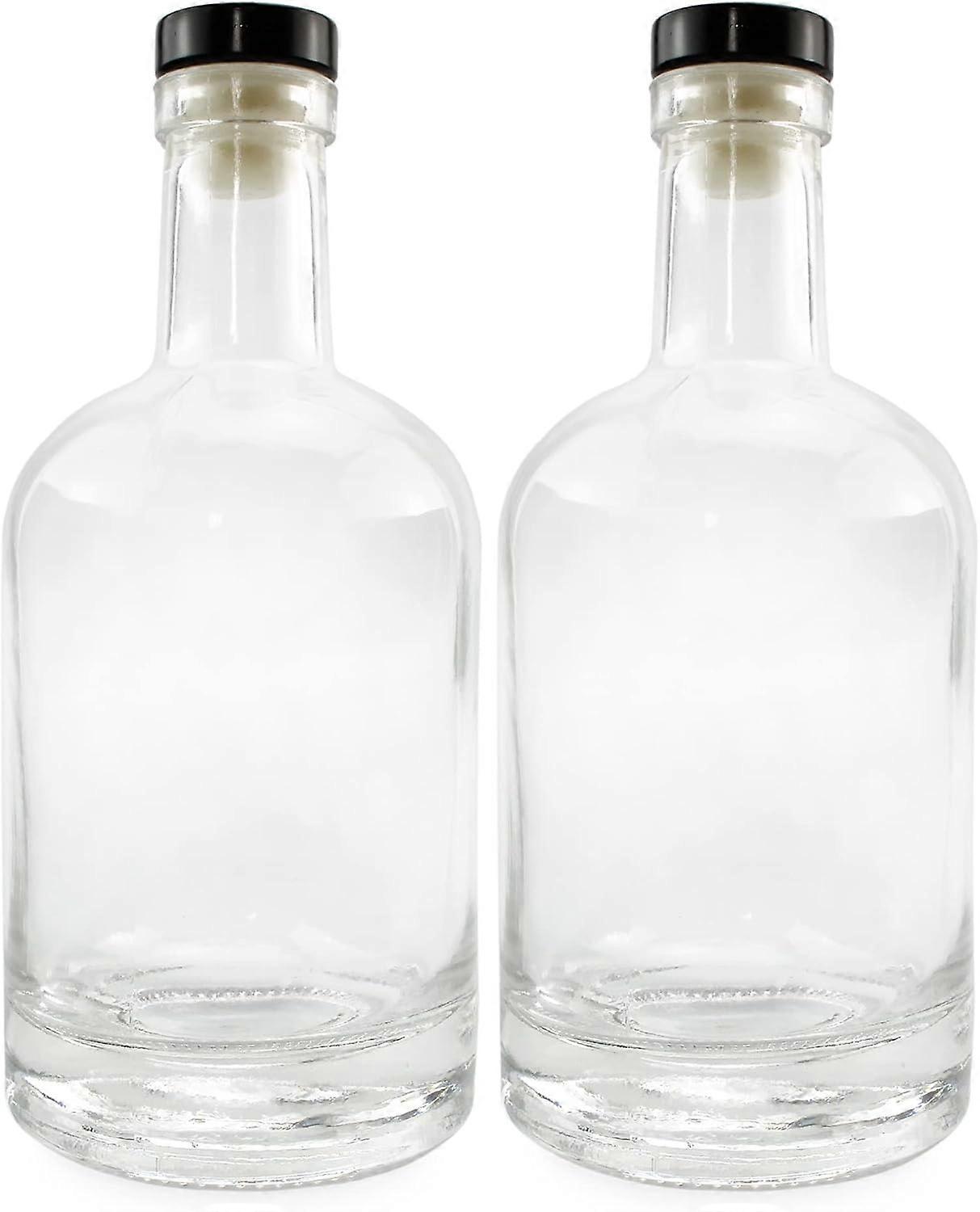 Clear Glass Liquor Bottles with T-Top Synthetic Corks, 2-Pack