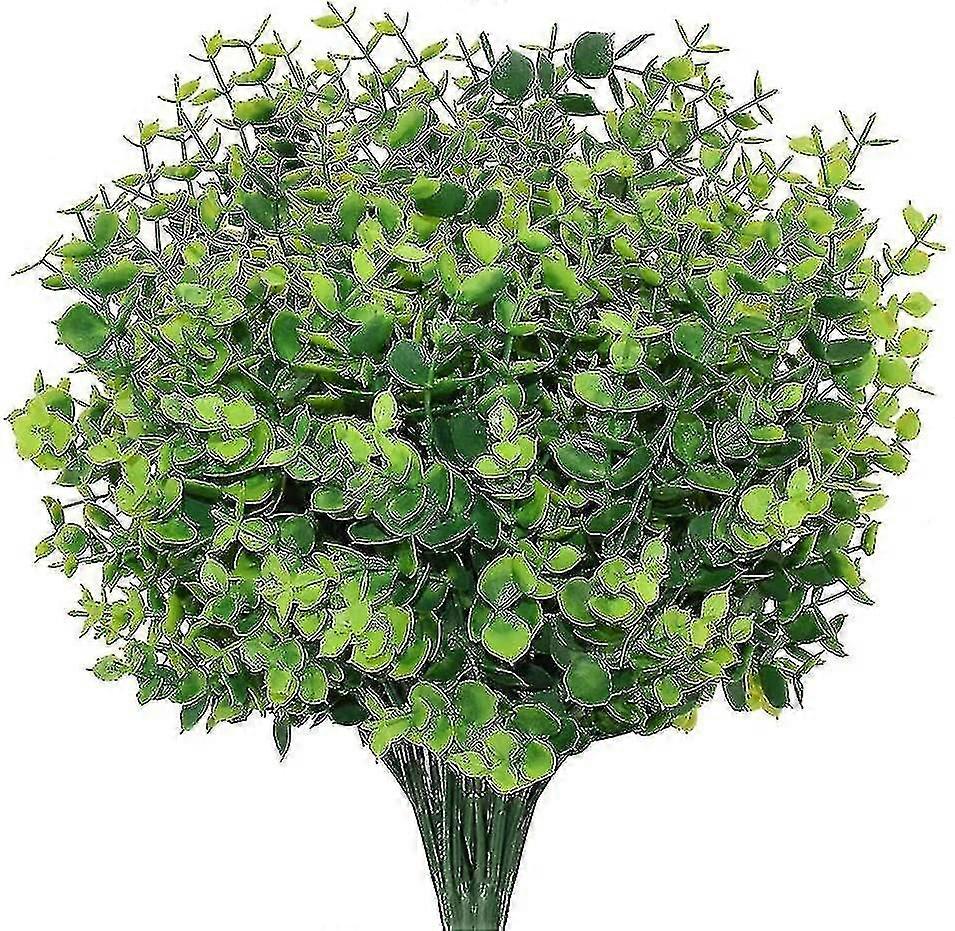 Piante artificiali da esterno, 10 mazzi di arbusti verdi in plastica artificiale, piante esterne, Uv Protec