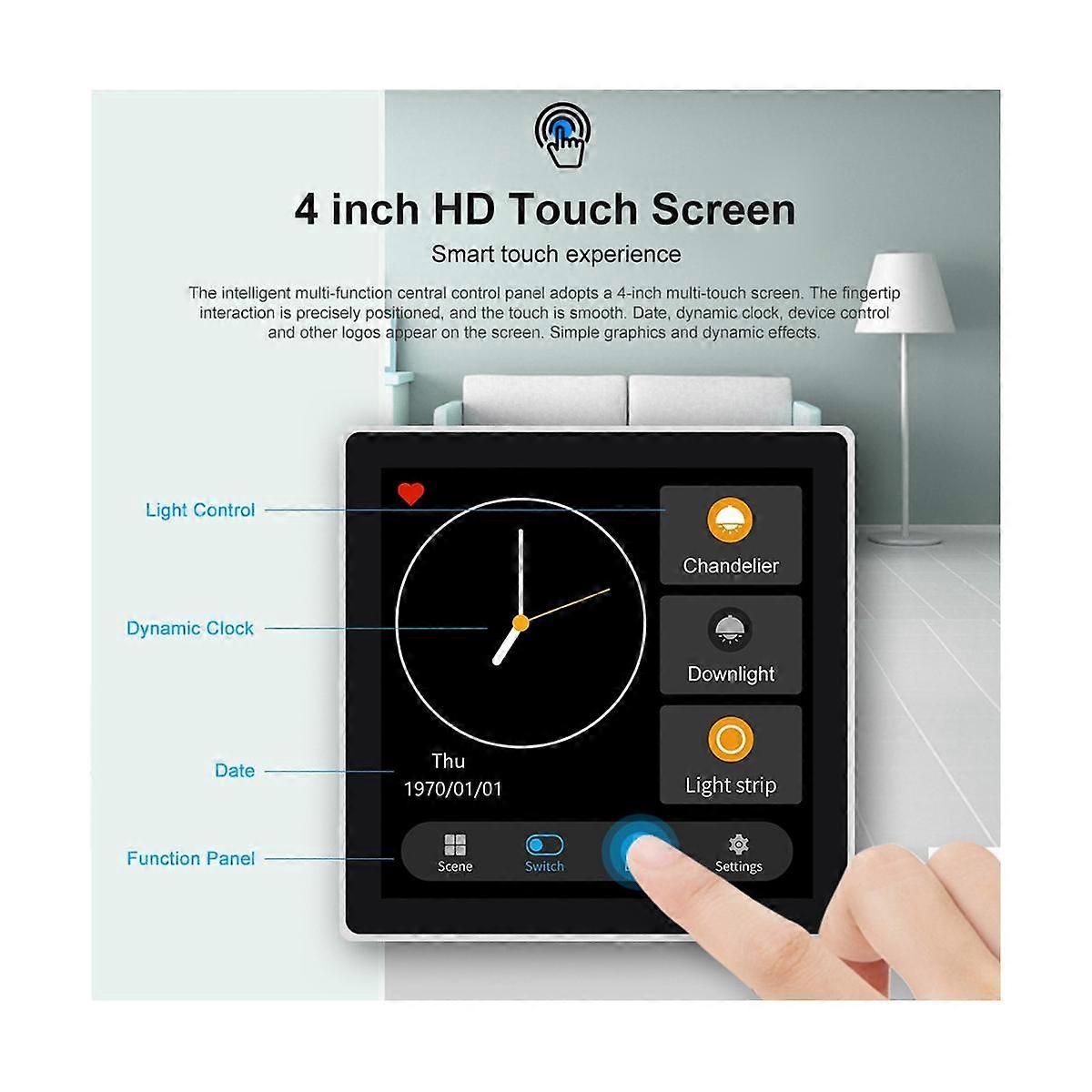 Tuya Smart Home Multiple Zigbee Smart Home Control Panel 4 Inch Switch Panel In-Wall Touchscreen Co