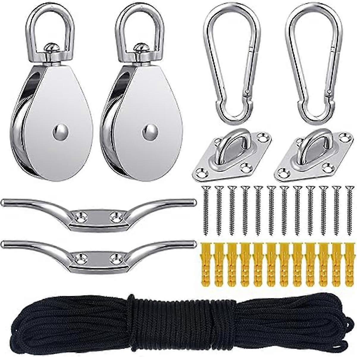 9 Piece Pulley System Set M50 Crane Pulley Block, Lifting Pulley System, Swivel Hook Single Pulley