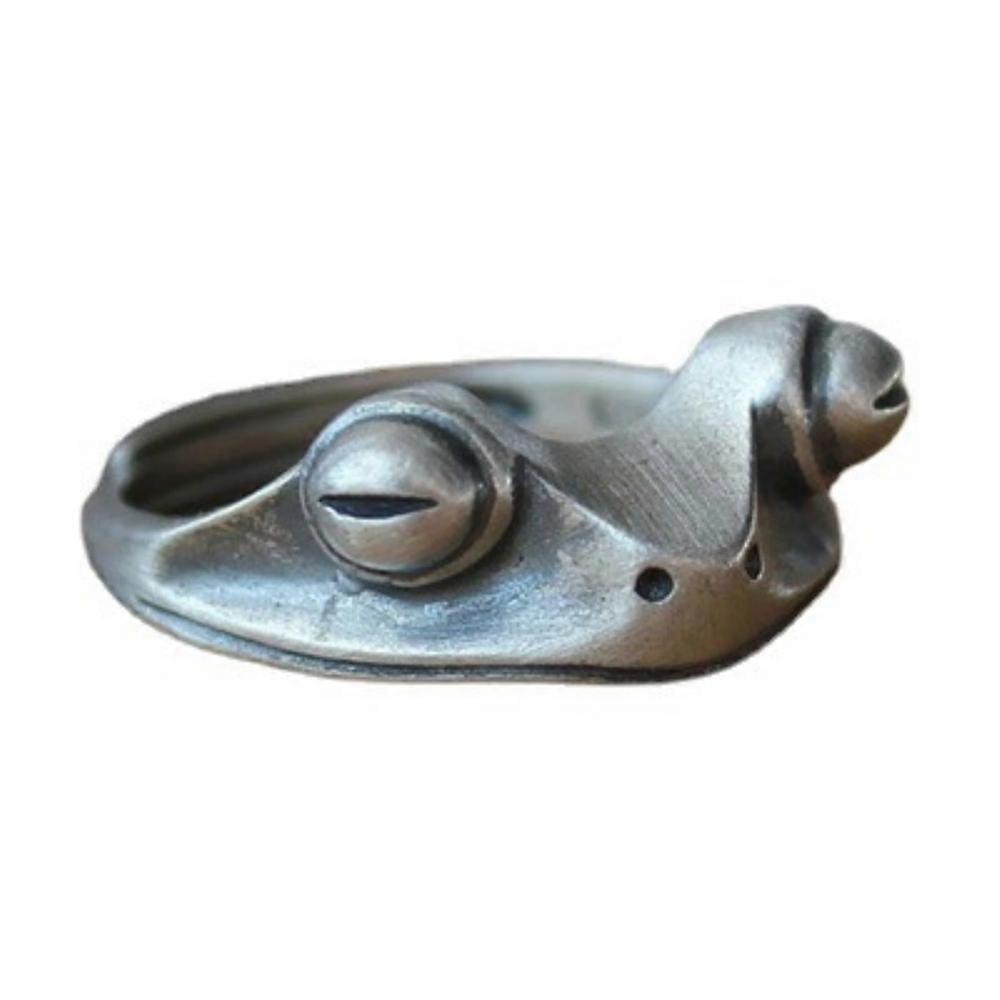 Men's Distressed Retro Frog Ring Deschidere reglabilă Simple Small Frog Ring
