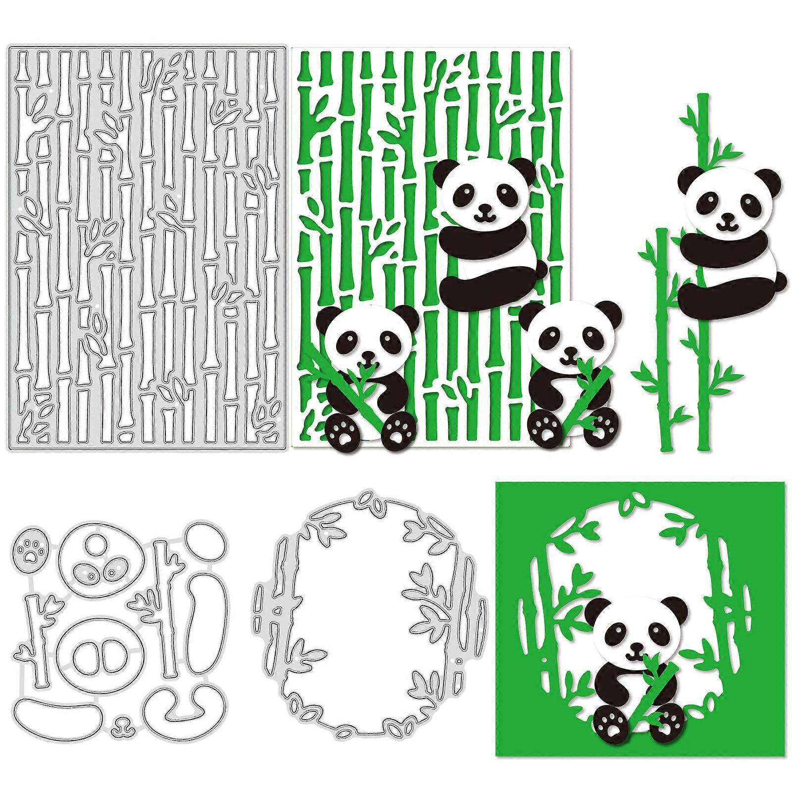 3Pcs Panda and Bamboo Pattern Decoration Template Reusable carbon steel Stencil
