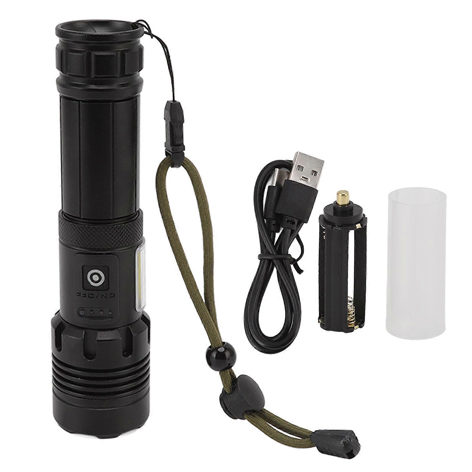 LED Flashlight USB Rechargeable Zoomable Power Display White Red Light Waterproof Flashlights for Emergencies