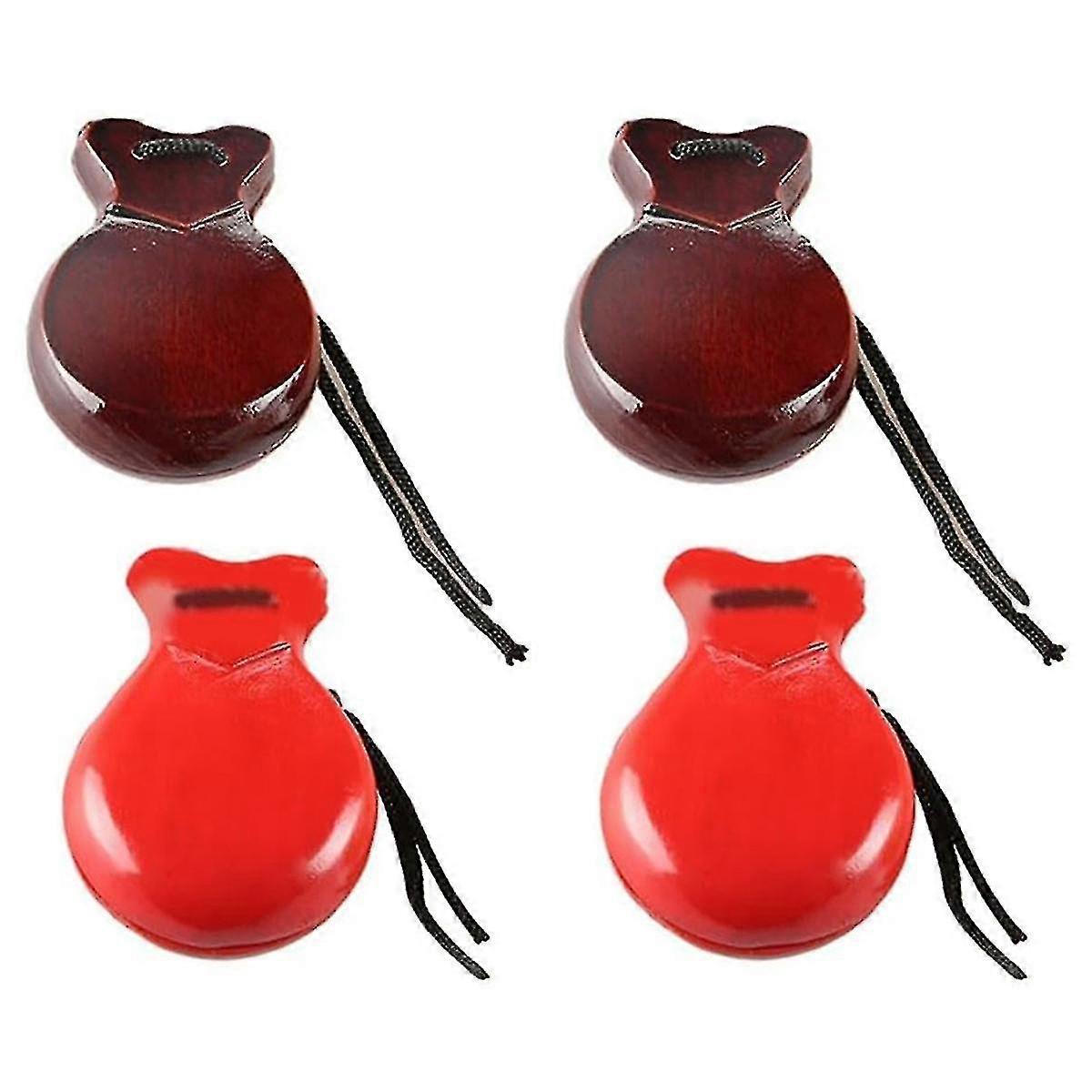 Flamenco Dance Orff Percussion Instrument Rap Hardwood Spanish Castanets Red & Brown