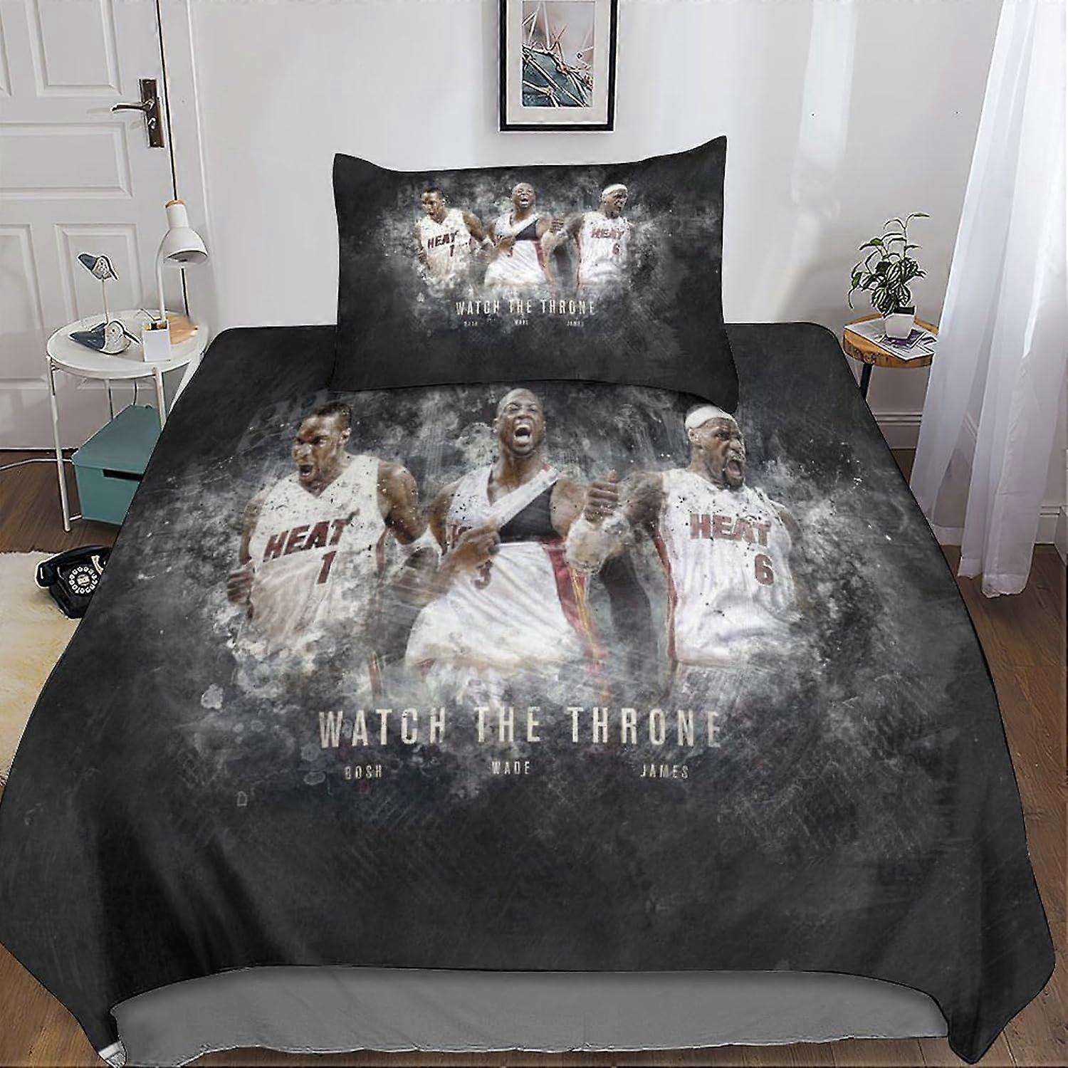 3D Dwyane Wade Sängkläder Set för pojkar och tonåringar Heat Påslakan, Mikrofiber Påslakan med Dragkedja 2 st Örngott Singel