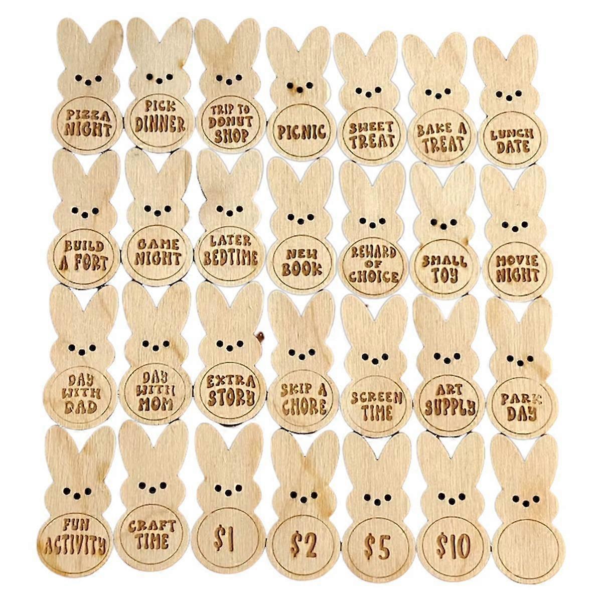Easter Tokens Easter Reward Tokens, Wooden Egg Prize Sets B