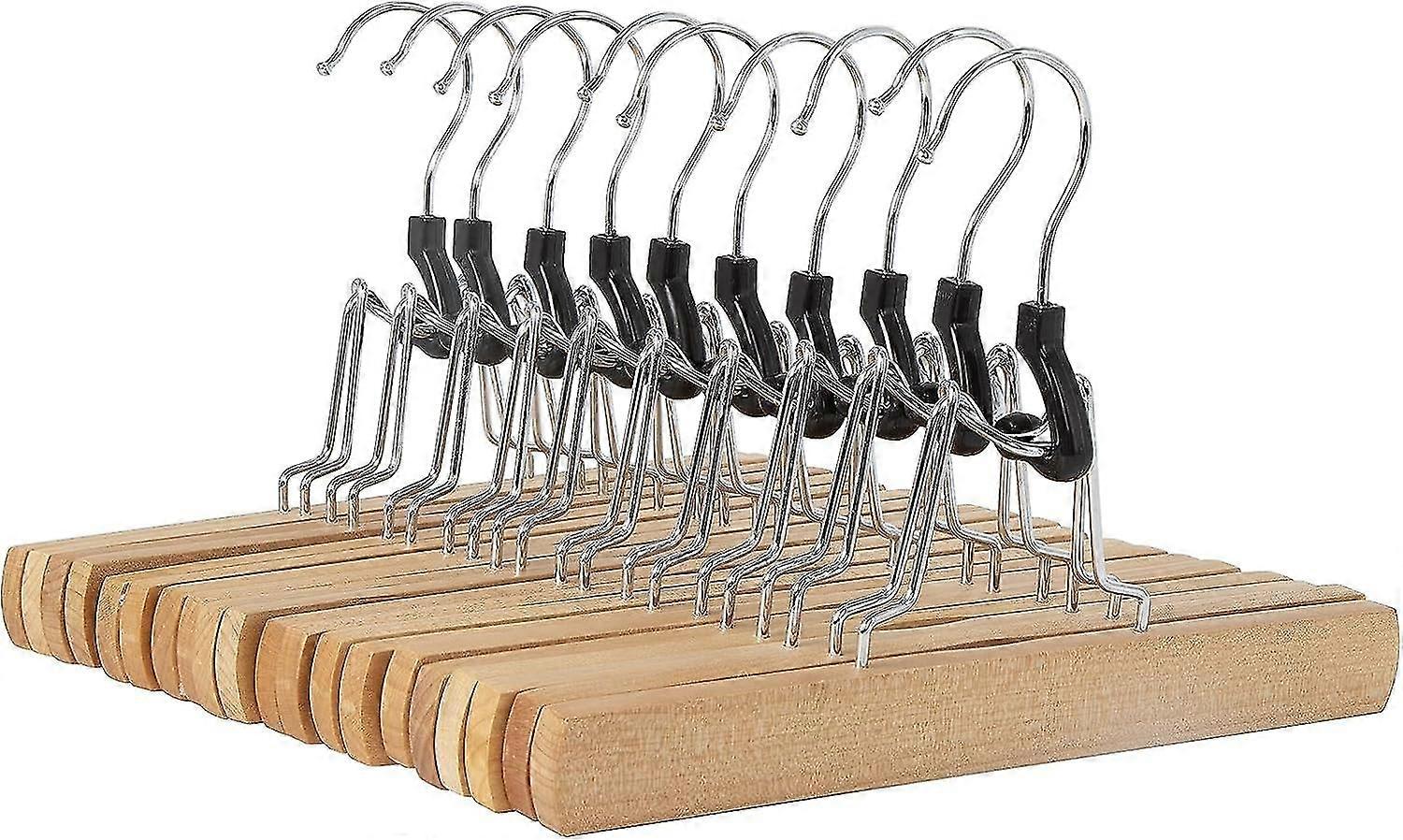 Cabides de Calças de Madeira - Natural, 10-pack