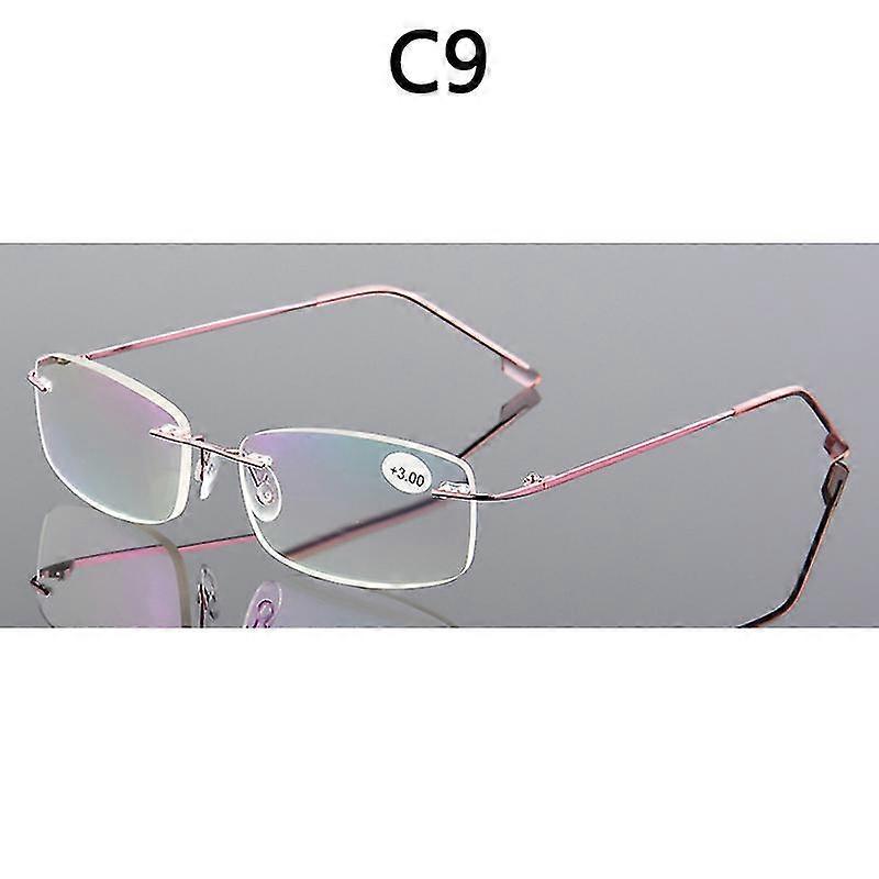 リムレス老眼鏡メンズチタン合金フォールドウィメンズスクエアメガネ