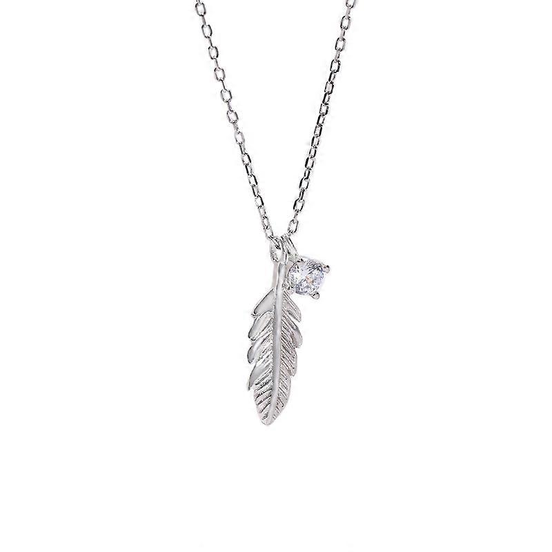 Necklace Feather Crystal in 925 Sterling Silver