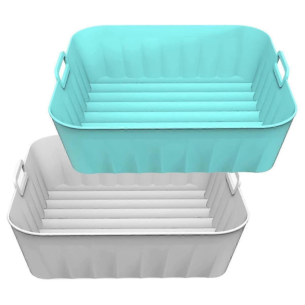 2pcs Silicone Pot,8.2 Inch Square Non-stick Silicone Liners Compatible, Blue+gray