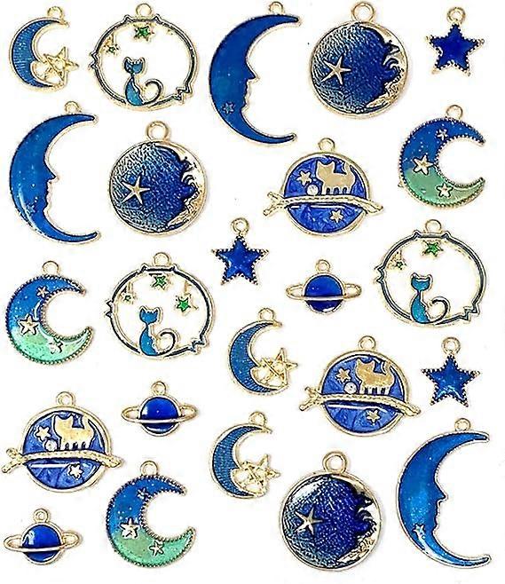 Assorted Enamel Cat Moon Star Celestial Charm Pendant DIY for Earrings Necklace Bracelet Jewelry Making and Crafting